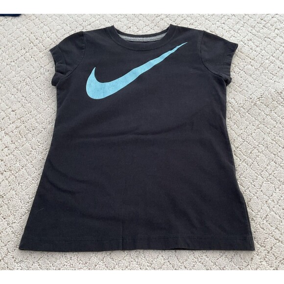 Girl's Nike Black Tank Blue Logo Tee and So. Tan Shorts Outfit Size 8 - Picture 14 of 14